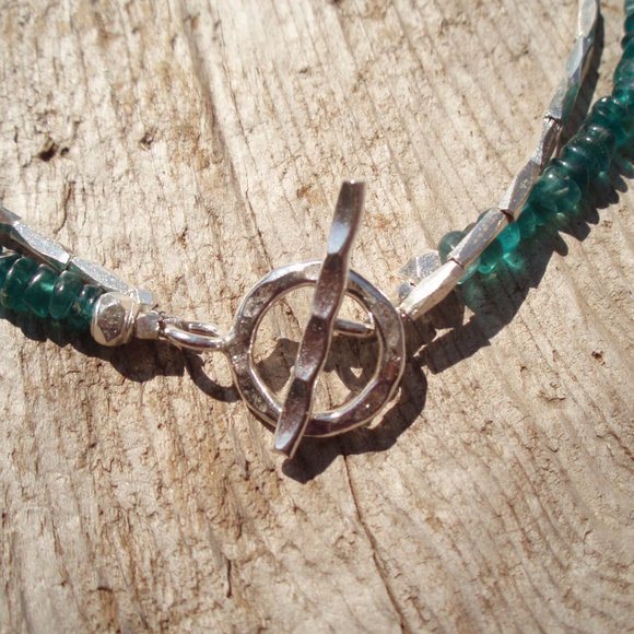 Handmade bracelets TWO DOUBLE turquoise, apatite, fine real silver - Picture 7 of 12